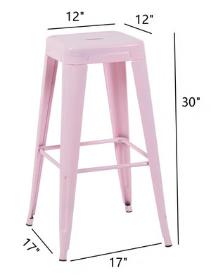 English Elm 30 Inch Backless Metal Counter Stools Set of 4 for Kitchen Island Bar or Cafe Pink B347P472301