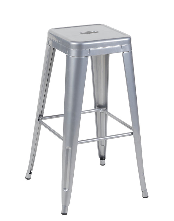 English Elm 30 Inch Backless Metal Counter Stools Set of 2 Industrial Kitchen Island Seating Antique Silver B347P472305