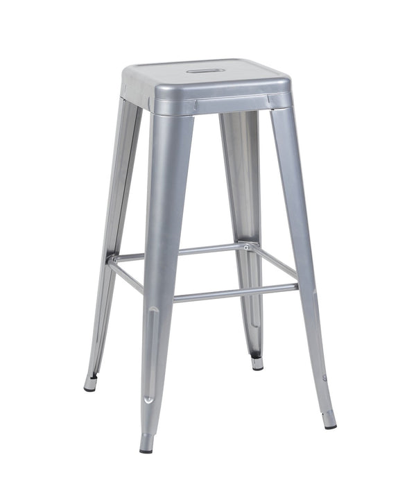 English Elm 30 Inch Backless Metal Counter Stools Set of 2 Industrial Kitchen Island Seating Antique Silver B347P472305