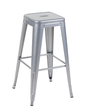 English Elm 30 Inch Backless Metal Counter Stools Set of 4 for Kitchen Island Bar or Cafe Antique Silver B347P472306