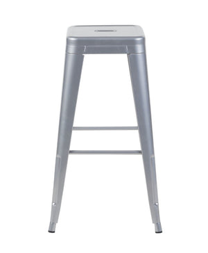 English Elm 30 Inch Backless Metal Counter Stools Set of 4 for Kitchen Island Bar or Cafe Antique Silver B347P472306