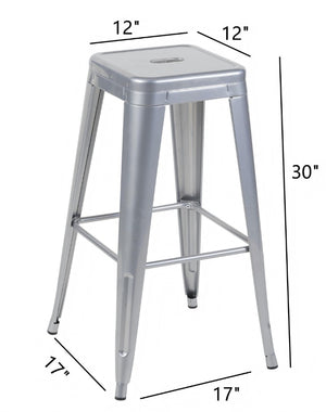 English Elm 30 Inch Backless Metal Counter Stools Set of 4 for Kitchen Island Bar or Cafe Antique Silver B347P472306