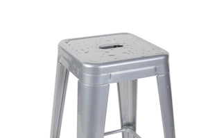 English Elm 30 Inch Backless Metal Counter Stools Set of 4 for Kitchen Island Bar or Cafe Antique Silver B347P472306