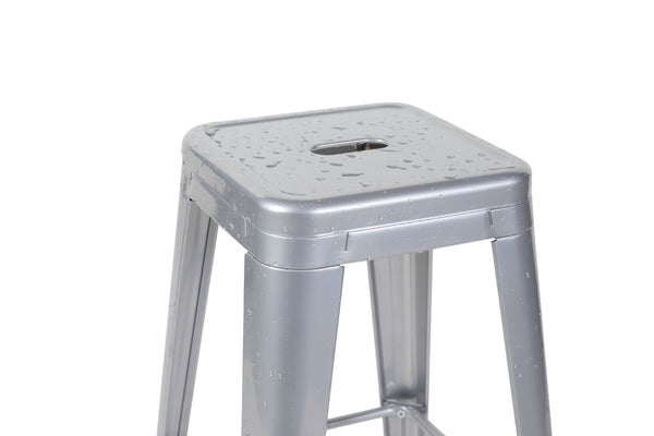 English Elm 30 Inch Backless Metal Counter Stools Set of 4 for Kitchen Island Bar or Cafe Antique Silver B347P472306