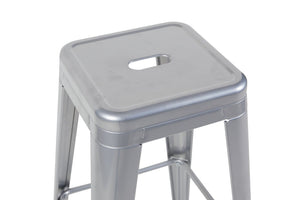 English Elm 30 Inch Backless Metal Counter Stools Set of 4 for Kitchen Island Bar or Cafe Antique Silver B347P472306