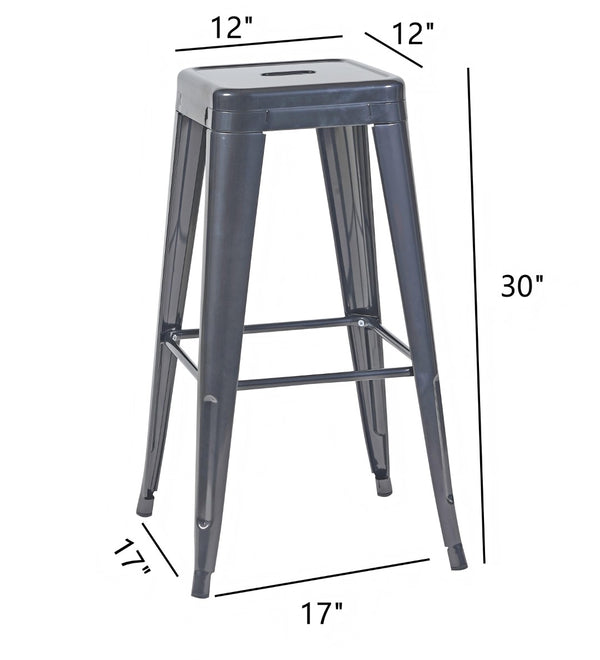 English Elm 30 Inch Backless Metal Counter Stools Set of 2 Industrial Kitchen Island Seating Gray B347P472312