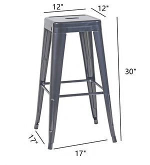 English Elm 30 Inch Backless Metal Counter Stools Set of 4 for Kitchen Island Bar or Cafe Gray B347P472313