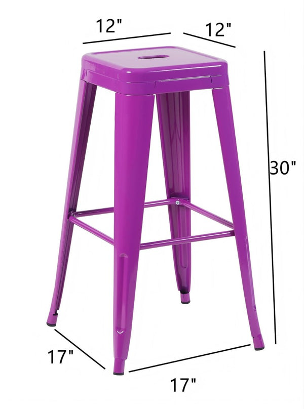 English Elm 30 Inch Backless Metal Counter Stools Set of 4 for Kitchen Island Bar or Cafe Purple B347P472315