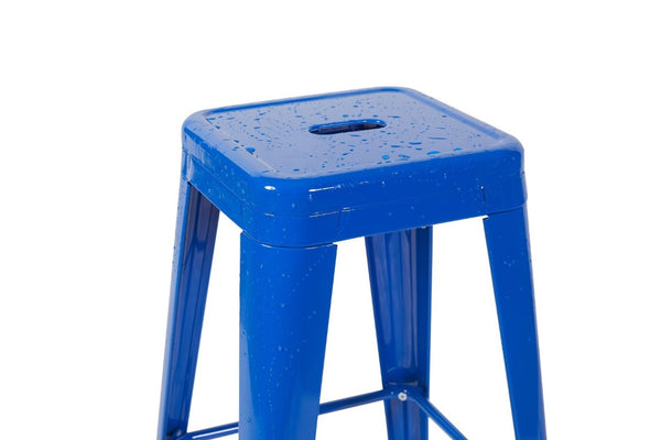 English Elm 30 Inch Backless Metal Counter Stools Set of 4 for Kitchen Island Bar or Cafe Blue B347P472317