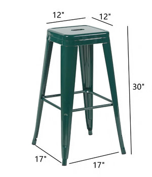 English Elm 30 Inch Backless Metal Counter Stools Set of 4 for Kitchen Island Bar or Cafe Green B347P472321