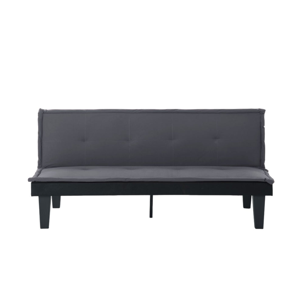 English Elm Convertible Futon Sofa Bed Faux Suede Upholstered Reclining Couch for Studio Apartments Dark Gray B347P505185