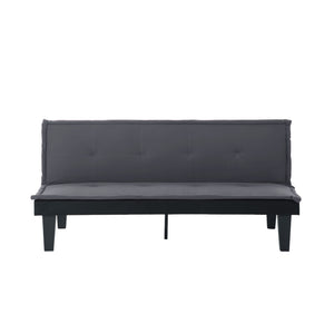 English Elm Convertible Futon Sofa Bed Faux Suede Upholstered Reclining Couch for Studio Apartments Dark Gray B347P505185