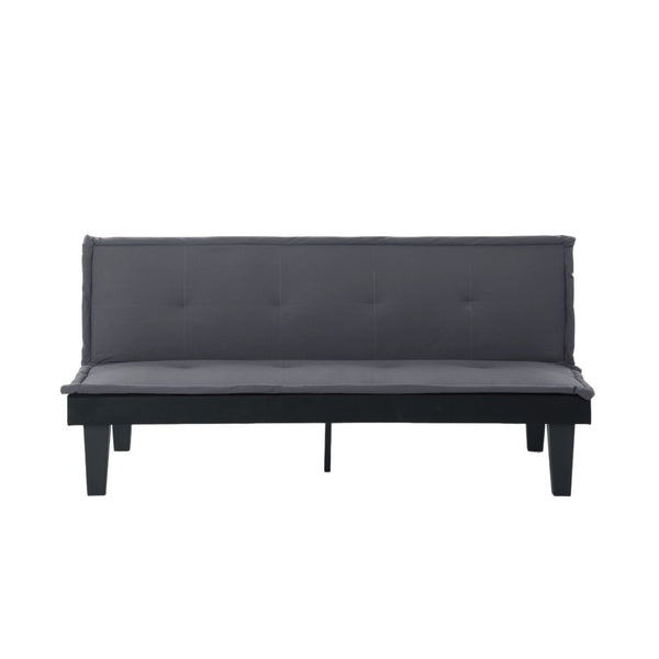 English Elm Convertible Futon Sofa Bed Faux Suede Upholstered Reclining Couch for Studio Apartments Dark Gray B347P505185