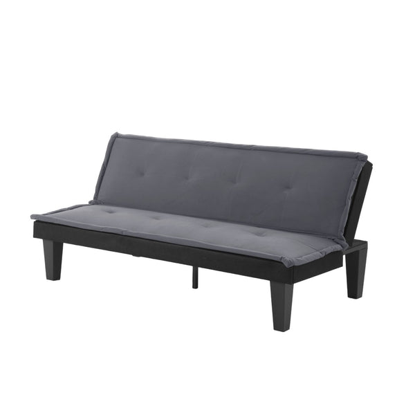 English Elm Convertible Futon Sofa Bed Faux Suede Upholstered Reclining Couch for Studio Apartments Dark Gray B347P505185
