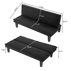English Elm Convertible Futon Sofa Bed Faux Suede Upholstered Reclining Couch for Studio Apartments Dark Gray B347P505185