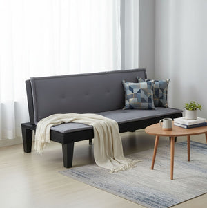 English Elm Convertible Futon Sofa Bed Faux Suede Upholstered Reclining Couch for Studio Apartments Dark Gray B347P505185