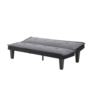English Elm Convertible Futon Sofa Bed Faux Suede Upholstered Reclining Couch for Studio Apartments Dark Gray B347P505185