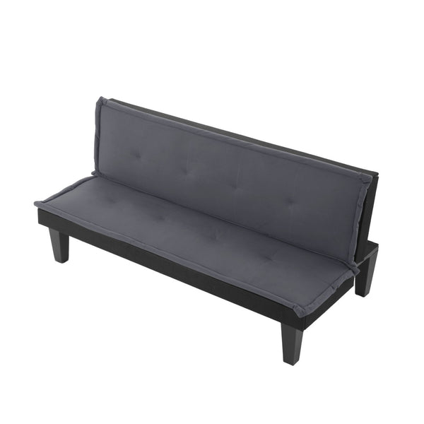 English Elm Convertible Futon Sofa Bed Faux Suede Upholstered Reclining Couch for Studio Apartments Dark Gray B347P505185