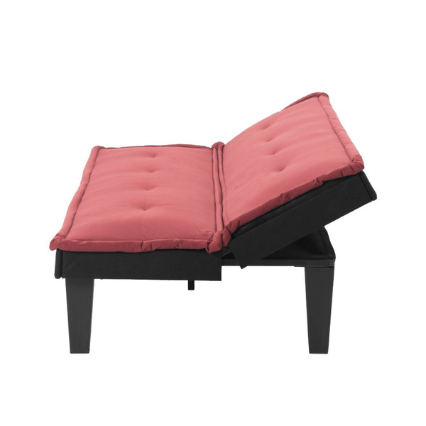 English Elm Convertible Futon Sofa Bed Faux Suede Upholstered Reclining Couch for Studio Apartments Red B347P505243