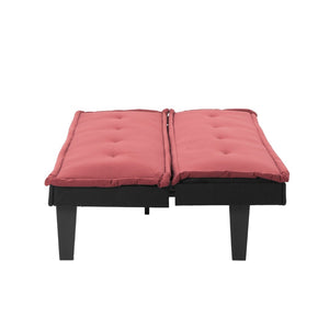 English Elm Convertible Futon Sofa Bed Faux Suede Upholstered Reclining Couch for Studio Apartments Red B347P505243