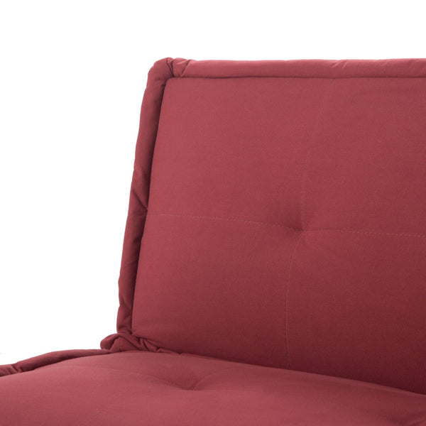 English Elm Convertible Futon Sofa Bed Faux Suede Upholstered Reclining Couch for Studio Apartments Red B347P505243