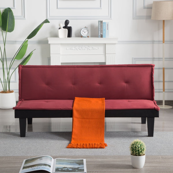 English Elm Convertible Futon Sofa Bed Faux Suede Upholstered Reclining Couch for Studio Apartments Red B347P505243