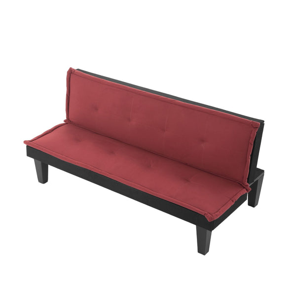 English Elm Convertible Futon Sofa Bed Faux Suede Upholstered Reclining Couch for Studio Apartments Red B347P505243