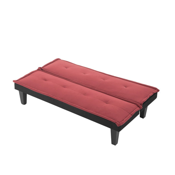 English Elm Convertible Futon Sofa Bed Faux Suede Upholstered Reclining Couch for Studio Apartments Red B347P505243