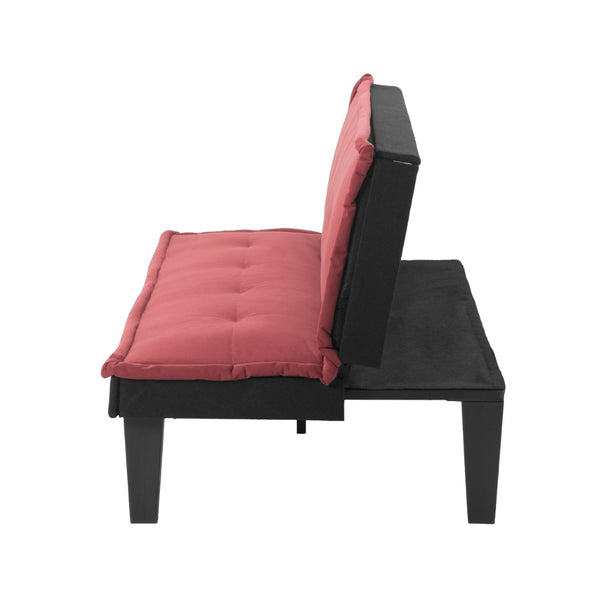 English Elm Convertible Futon Sofa Bed Faux Suede Upholstered Reclining Couch for Studio Apartments Red B347P505243