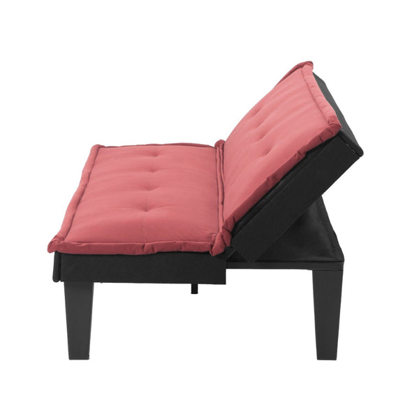 English Elm Convertible Futon Sofa Bed Faux Suede Upholstered Reclining Couch for Studio Apartments Red B347P505243