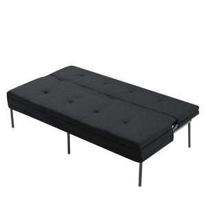 English Elm 69.88 Inch Metal Frame Futon Sofa Bed with Polyester Upholstery for Small Spaces B347P506089