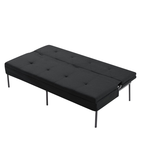 English Elm 69.88 Inch Metal Frame Futon Sofa Bed with Polyester Upholstery for Small Spaces B347P506089