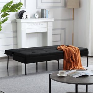 English Elm 69.88 Inch Metal Frame Futon Sofa Bed with Polyester Upholstery for Small Spaces B347P506089