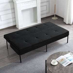 English Elm 69.88 Inch Metal Frame Futon Sofa Bed with Polyester Upholstery for Small Spaces B347P506089