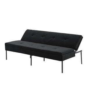 English Elm 69.88 Inch Metal Frame Futon Sofa Bed with Polyester Upholstery for Small Spaces B347P506089
