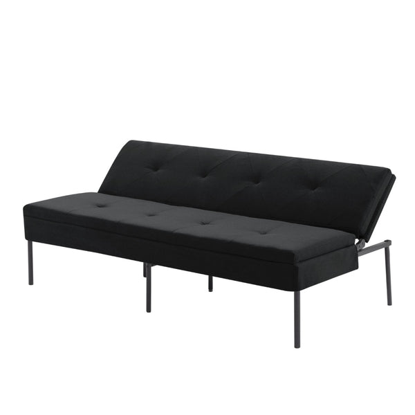 English Elm 69.88 Inch Metal Frame Futon Sofa Bed with Polyester Upholstery for Small Spaces B347P506089