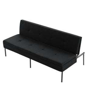 English Elm 69.88 Inch Metal Frame Futon Sofa Bed with Polyester Upholstery for Small Spaces B347P506089