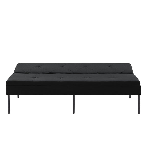 English Elm 69.88 Inch Metal Frame Futon Sofa Bed with Polyester Upholstery for Small Spaces B347P506089