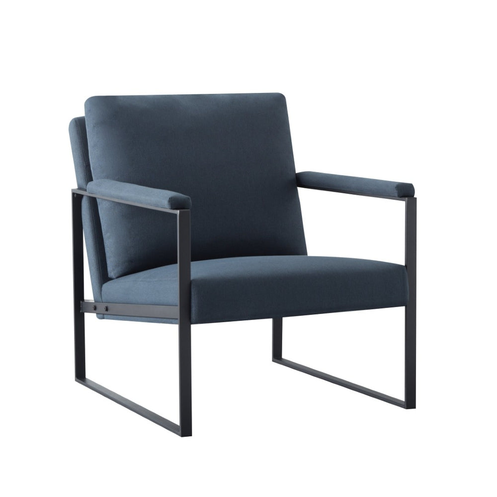 English Elm 26.8 Inch Linen Blend Accent Chair Metal Frame High Density Foam Padded Armchair for Living Room Blue B347P507305