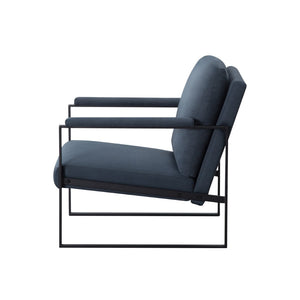English Elm 26.8 Inch Linen Blend Accent Chair Metal Frame High Density Foam Padded Armchair for Living Room Blue B347P507305
