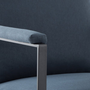 English Elm 26.8 Inch Linen Blend Accent Chair Metal Frame High Density Foam Padded Armchair for Living Room Blue B347P507305