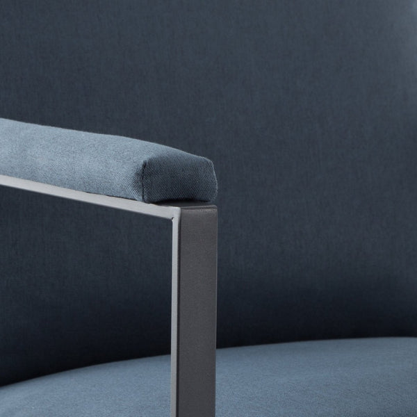 English Elm 26.8 Inch Linen Blend Accent Chair Metal Frame High Density Foam Padded Armchair for Living Room Blue B347P507305