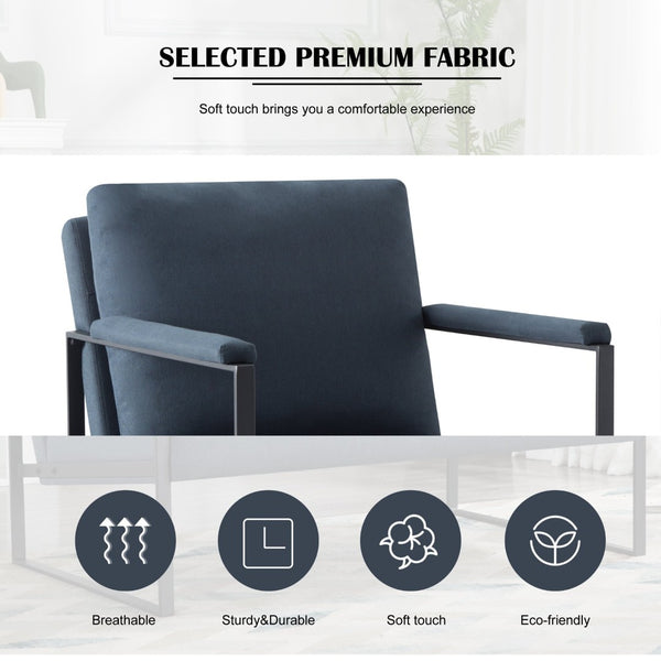 English Elm 26.8 Inch Linen Blend Accent Chair Metal Frame High Density Foam Padded Armchair for Living Room Blue B347P507305