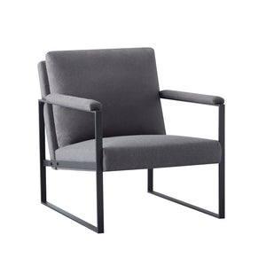 English Elm 26.8 Inch Linen Blend Accent Chair Metal Frame High Density Foam Padded Armchair for Living Room Grey B347P507321