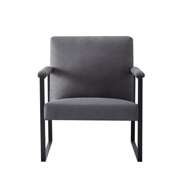 English Elm 26.8 Inch Linen Blend Accent Chair Metal Frame High Density Foam Padded Armchair for Living Room Grey B347P507321
