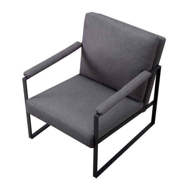 English Elm 26.8 Inch Linen Blend Accent Chair Metal Frame High Density Foam Padded Armchair for Living Room Grey B347P507321
