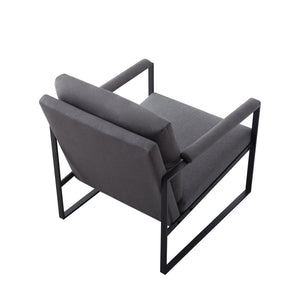 English Elm 26.8 Inch Linen Blend Accent Chair Metal Frame High Density Foam Padded Armchair for Living Room Grey B347P507321