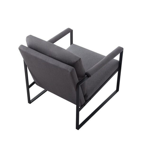 English Elm 26.8 Inch Linen Blend Accent Chair Metal Frame High Density Foam Padded Armchair for Living Room Grey B347P507321