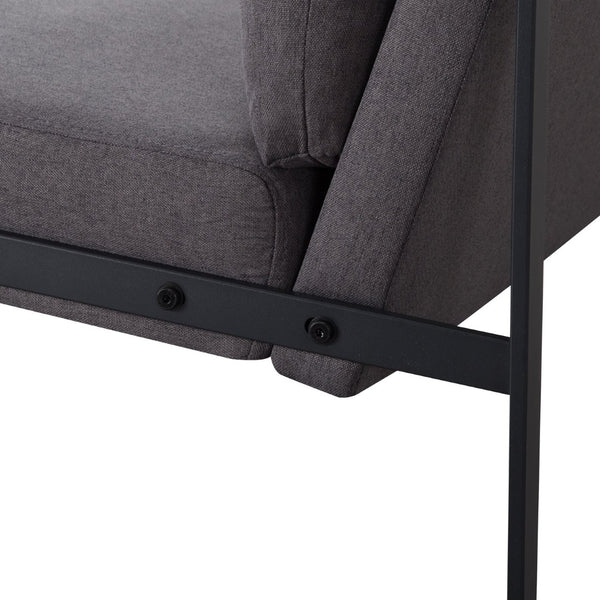 English Elm 26.8 Inch Linen Blend Accent Chair Metal Frame High Density Foam Padded Armchair for Living Room Grey B347P507321
