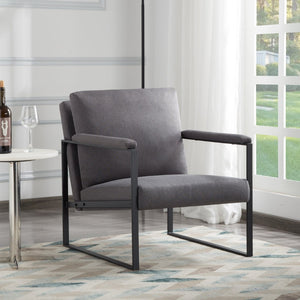 English Elm 26.8 Inch Linen Blend Accent Chair Metal Frame High Density Foam Padded Armchair for Living Room Grey B347P507321